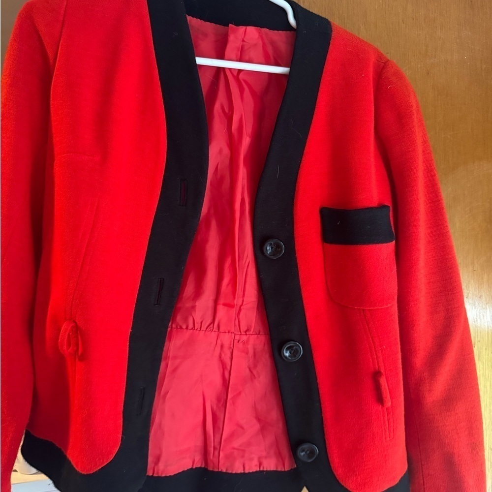 Red and Black Button-Up Cardigan